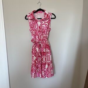 Bright Pink and white Floral Sleeveless Dress